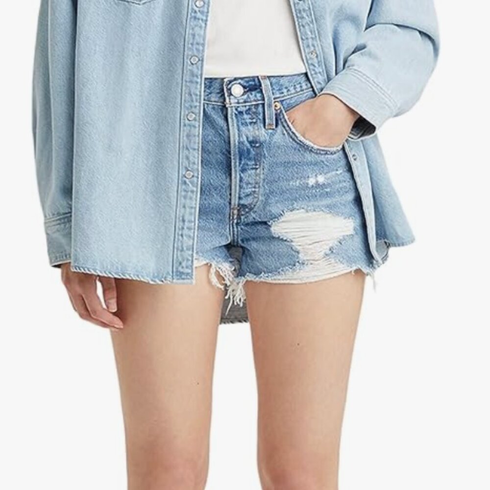 Distressed Denim Shorts